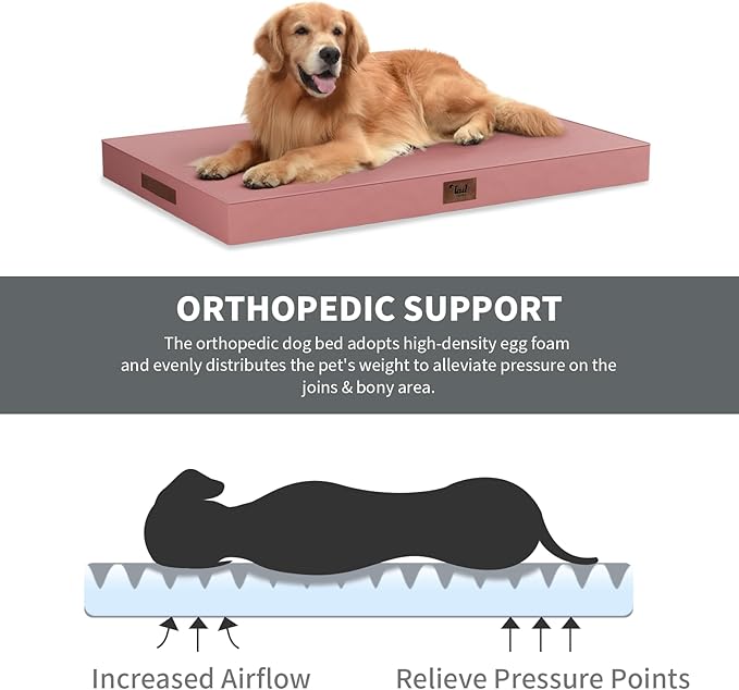 Outdoor Large Washable Dog Bed, Orthopedic Egg Crate Foam Dog Crate Mat - Image 3