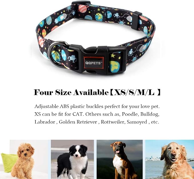 QQPETS Adjustable Soft Dog Collar: Print Flower Pink Multicolor Cute Patterns - Image 5