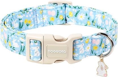 DOGWONG Easter Dog Collar-Cute Easter Rabbit Bunnies Egg Dog Collar, Adjustable by DOGWONG