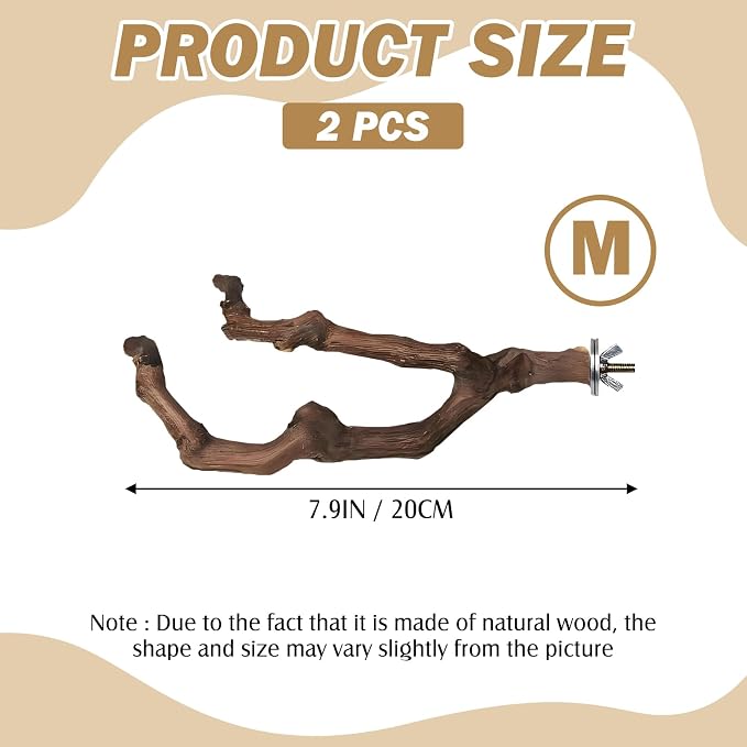 PINVNBY Natural Parrot Perch Grape Wood Bird Stand Pole Parakeet Paw Grinding - Image 2