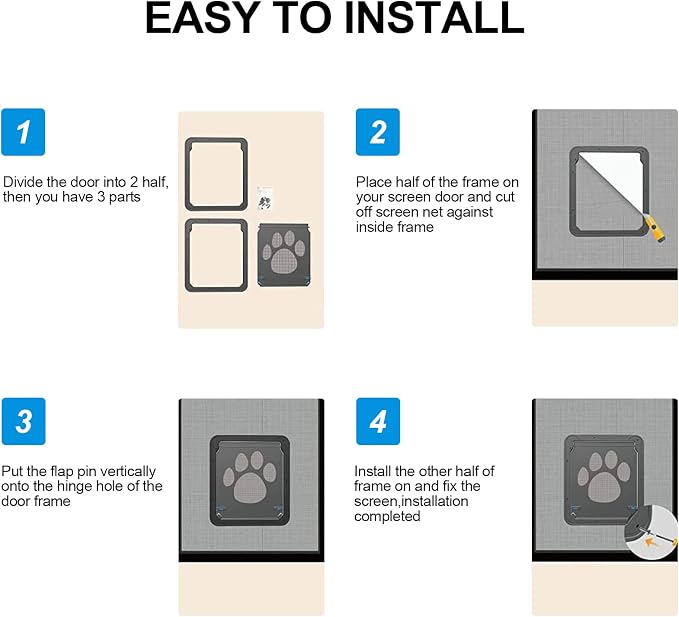 Ownpets Pet Screen Door, Inside Door 8x10x0.4 inch, Lockable Magnetic Flap - Image 9