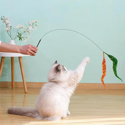 24 PCS Cat Worm Toy Zebra Print Feather Worm Teaser Refills Attachment Cute Cat - Image 4