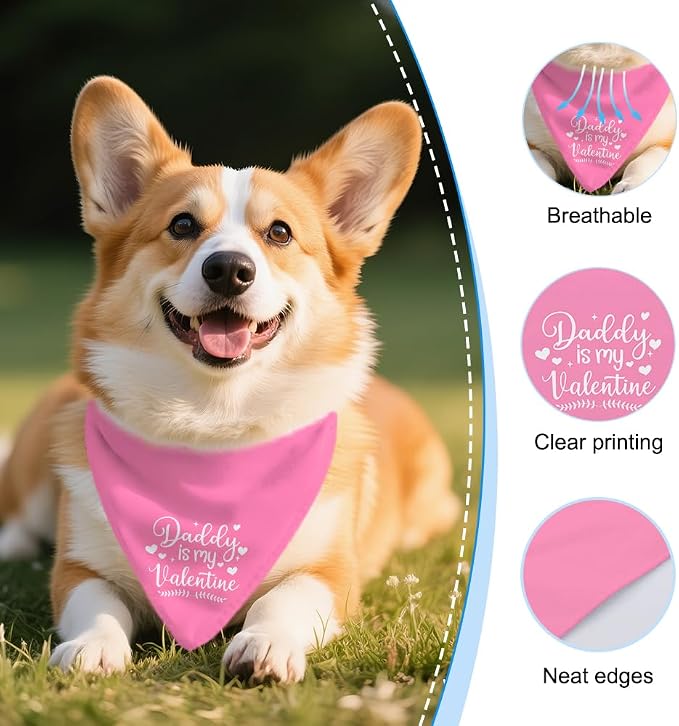 Daddy is My Valentine Dog Bandana, Funny Valentine's Day Dog Bandana, Cute - Image 3
