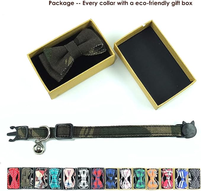 Cat Collar Bowtie with Bell, Quick Release Buckle Safety and Durable Kitties - Image 7
