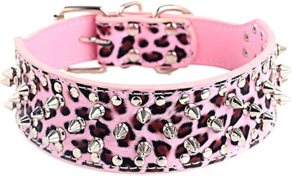 Serijoars Spiked Studded Dog Collar, PU Leather Dog Collar, Adjustable Pet by Serijoars