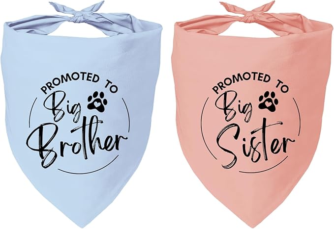 2 Pack Dog Bandana Pregnancy Announcement, Promoted to Big Brother and Sister by YROVWENQ