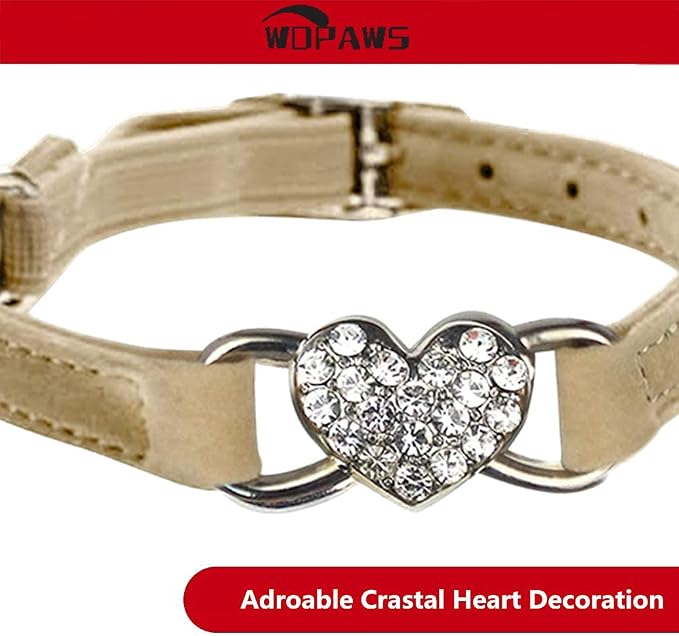 Heart Bling Cat Collar with Safety Belt and Bell Adjustable 8-10 inches - Image 3
