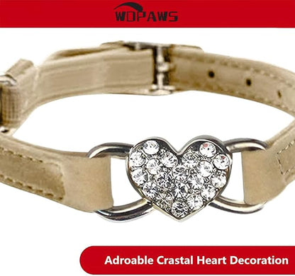 Heart Bling Cat Collar with Safety Belt and Bell Adjustable 8-10 inches - Image 3