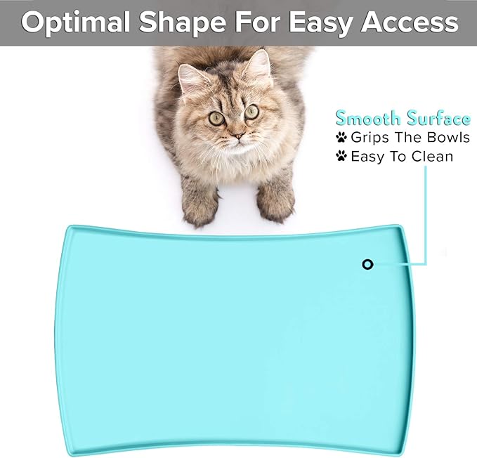 CatGuru Cat Food Mat, Small & Large Pet Feeding Mat, 100% Waterproof Cat - Image 4