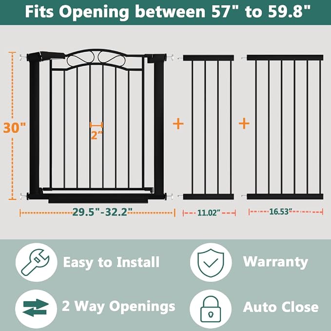 Fairy Baby 57.1"-59.8" Extra Wide Baby Gates - Image 2