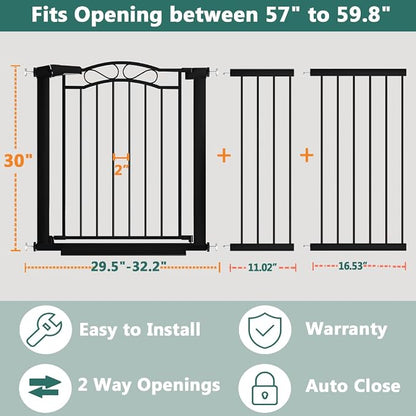 Fairy Baby 57.1"-59.8" Extra Wide Baby Gates - Image 2