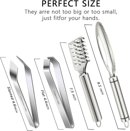 2 Pcs Fish Tweezer 2 Pcs Fish Scale Remover, Fishbone Tweezers Descaler Cleaner - Image 8