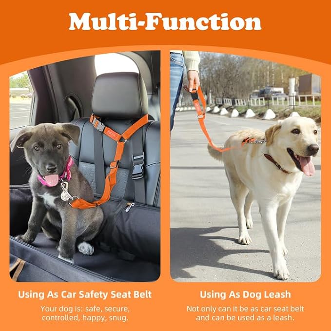 BWOGUE Pet Dog Cat Seat Belts, Car Headrest Restraint Adjustable Safety Leads - Image 6