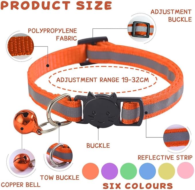 6-Pack Reflective Cat Collars - Image 2