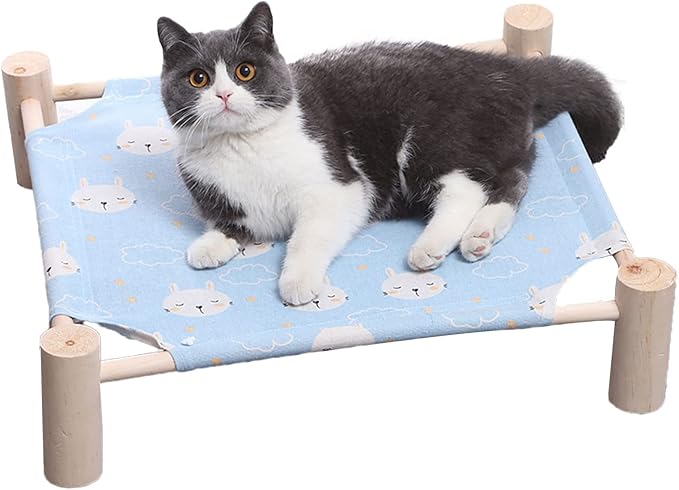 Pozico Cat & Dog Hammock Bed – Wooden Elevated Pet Cot by Pozico