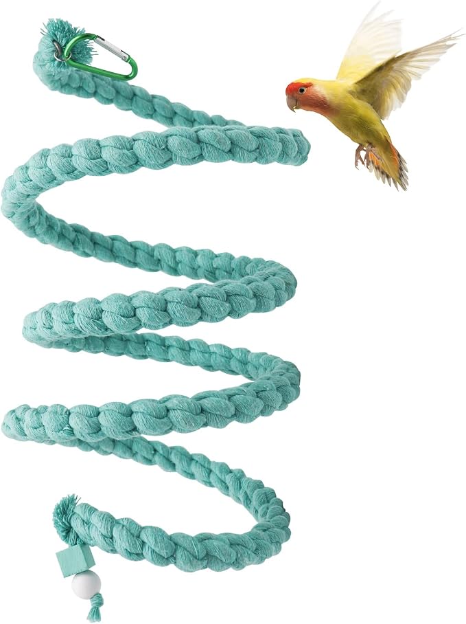 Dnoifne 59 Inch Spiral Rope Perch, Bird Cage Stand Pole Accessory, Climbing Toy by Dnoifne