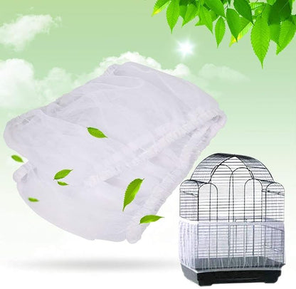 Universal Nylon Mesh Bird Cage Cover, Large White Seed Catcher - Image 5
