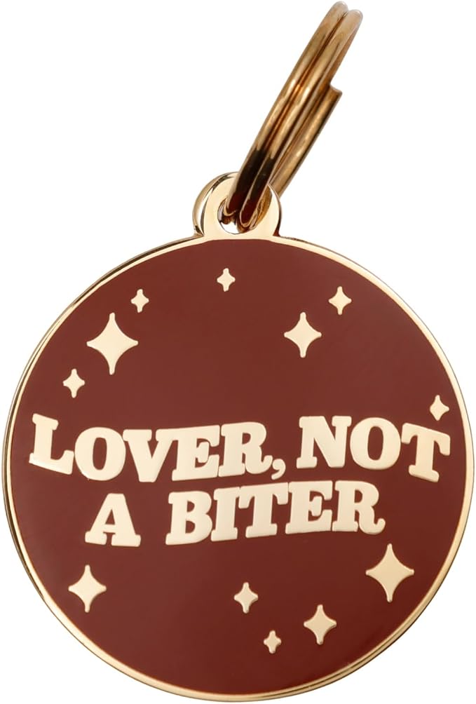Two Tails Pet Company Personalized 'Lover Not a Biter' Pet ID Tag & Collar Charm by TwoTailsPetCompany