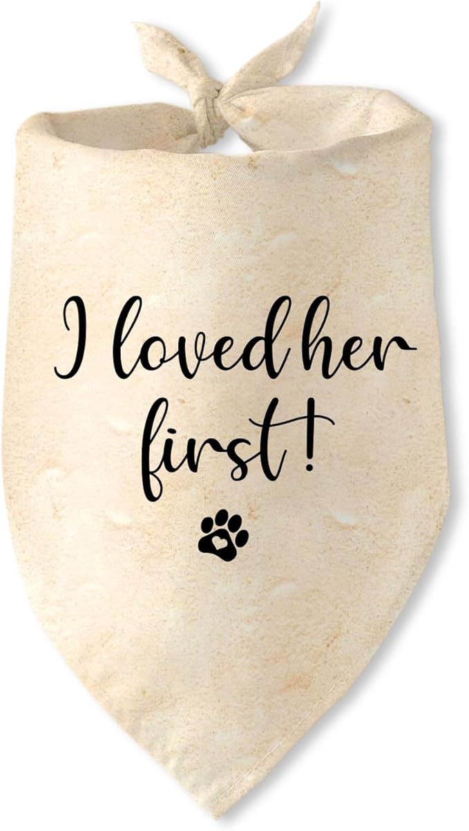Engagement Gifts I Loved her First! Dog Bandana Pet Scarf Wedding Photo Prop by JAmuruwt
