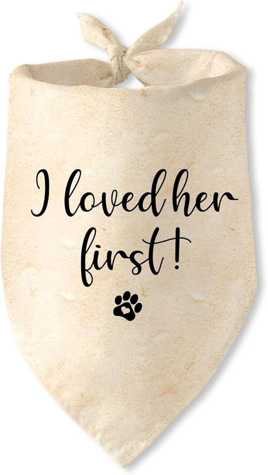 Engagement Gifts I Loved her First! Dog Bandana Pet Scarf Wedding Photo Prop by JAmuruwt