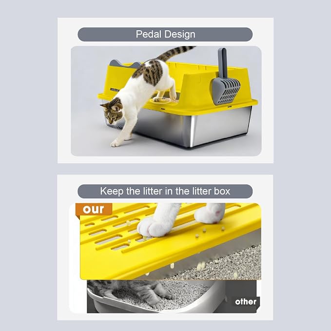 Stainless Steel Cat Litter Box, Open Top High-Sided Metal Litter Box - Image 4