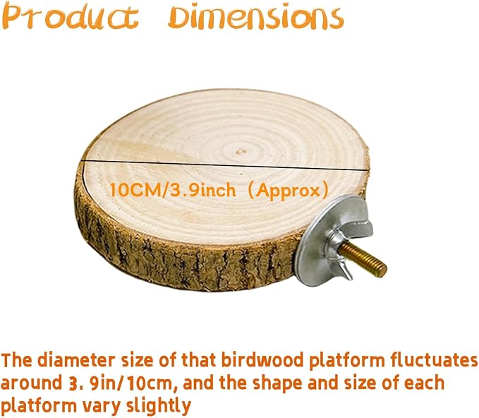 Hamiledyi 3PCS Perch Platform for Bird Cage Natural Round Wooden Stand Platform - Image 6
