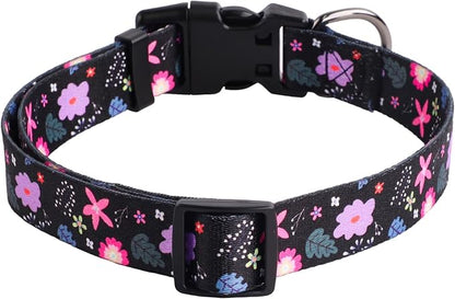QQPETS Adjustable Soft Dog Collar: Print Flower Pink Multicolor Cute Patterns - Image 5