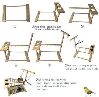 Hamiledyi Parrot Playground Bird Play Stand Natural Wood Parrot Perch Gym - Image 4