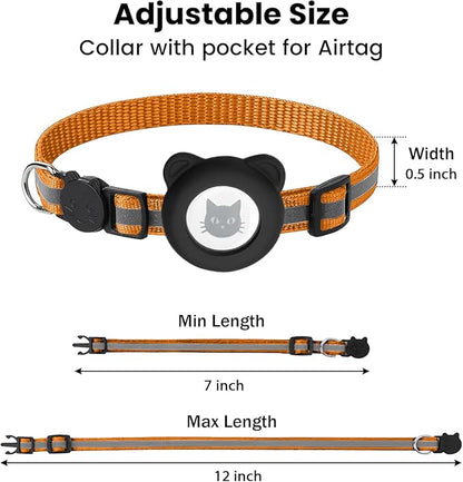 Cat Collar with AirTag Holders, Reflective Breakaway Safety Collars, Bells and - Image 4