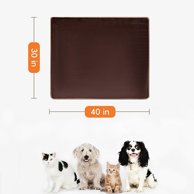 Waterproof Dog Blankets Brown, Soft Fluffy Sofa Car Bed Protector, Reversible - Image 2