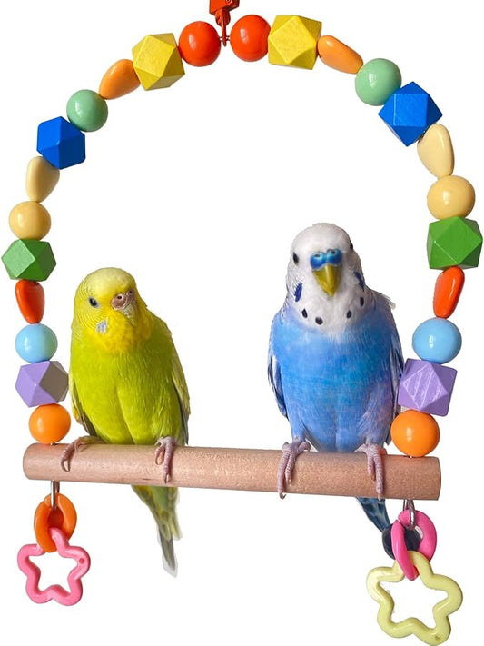Wooden Bird Swings for Large Parrots, Cockatiel Perch Parakeet Swing Hanging by GUANLANT