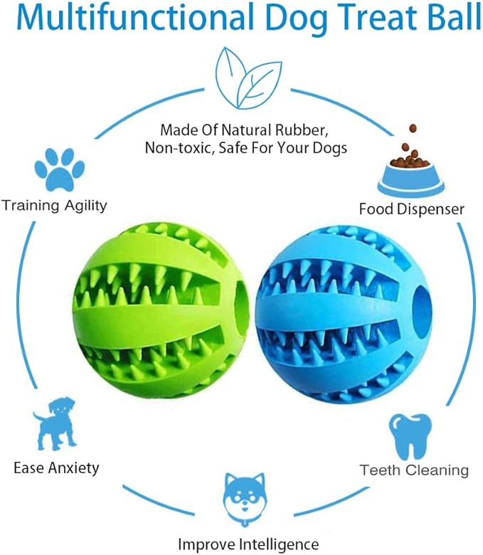 Dog Treat Toy Ball, Dog Tooth Cleaning Toy, Interactive Dog Toys 2.8" Pack of 2 - Image 3