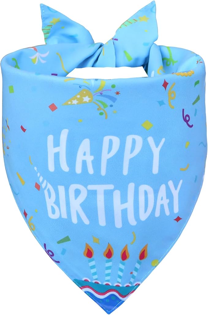 Dog Birthday Bandana Boy for Medium Large Dogs, Reversible 2 Patterns in 1 - Image 2