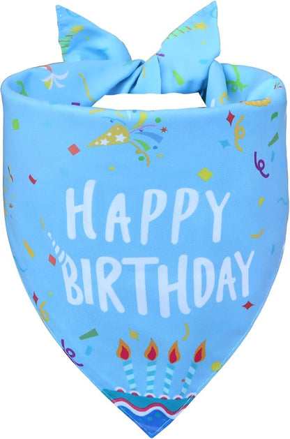 Dog Birthday Bandana Boy for Medium Large Dogs, Reversible 2 Patterns in 1 - Image 2