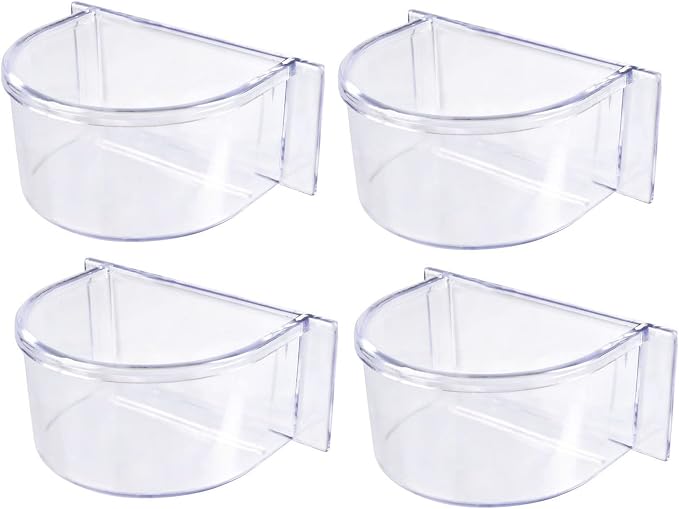 Lot of 4 Bird Cage Clear Plastic Seed Water Feeder Cups - Image 3