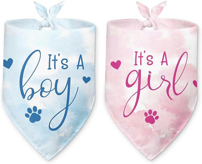 2 Packs It's a Boy and It's a Girl Gender Reveal Dog Bandana Baby Announcement by Hialektur