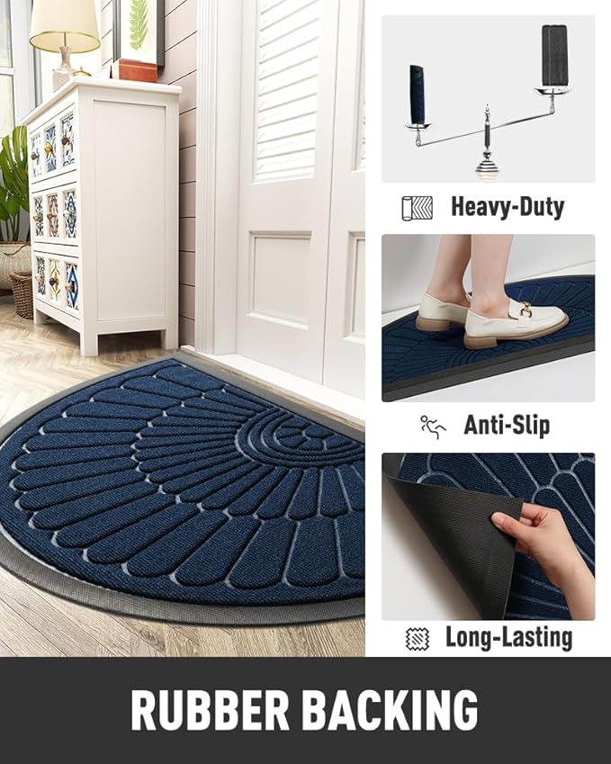 tchdio Semicircular Durable Rubber Doormat- Non Slip Front Door Mat - Image 3