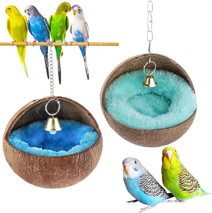 2 Pcs Natural Coconut Shell Bird Nest House Bed Breeding Nesting Anti-Pecking by VTurboWay
