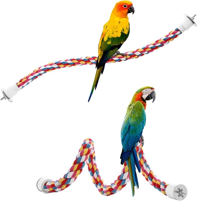 Bird Rope Perches, Parrot Toys 21 inches Rope Bungee Bird Toy - Image 6