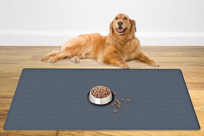 48" x 32" Largest Pet Food Mat, XXXL Silicone Dog Mats by WelcometoULTIBE