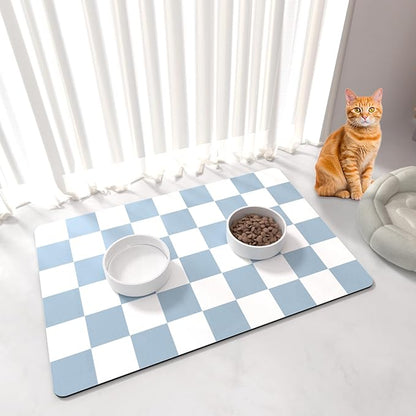 Cat Food Mat - 12"x 20" Cat Dog Mats by BLESWIN