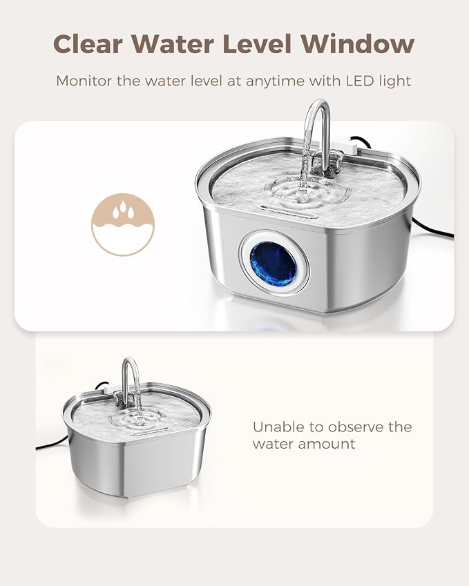 Cat Water Fountain Stainless Steel: 108oz/3.2L Cat Fountain - Image 7