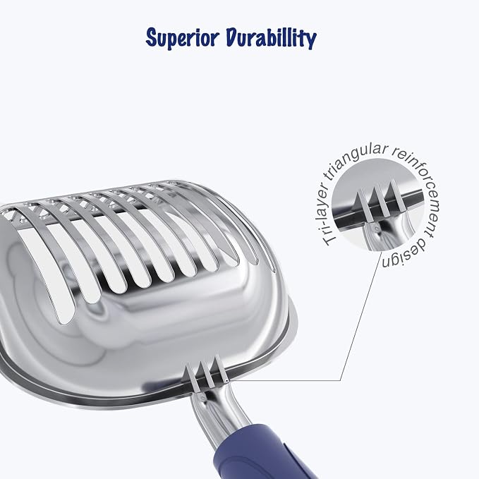 WePet Cat Litter Scoop, Aluminum Alloy Sifter, Kitty Metal Scooper, Deep Shovel - Image 3
