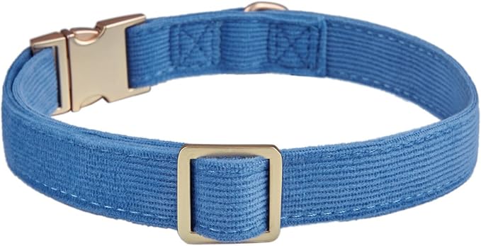 Soft Cotton Dog Collar with Metal Buckle Adjustable Heavy Duty Comfy Corduroy - Image 2