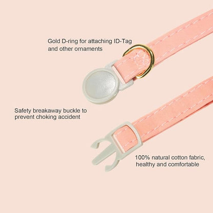 Bunny Ear Cat Collar with Bell and Bow Tie, Breakaway Cute Bowtie Kitten Collars - Image 3