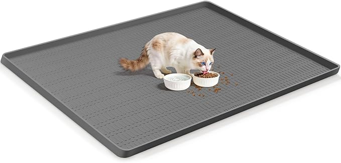47" x 35" Silicone Cat Food Mat, Waterproof Pet Feeding Mat by Kalolary