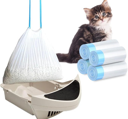 80 Pack Cat Litter Bags with Drawstring, Compatible with Litter-Robot 3/4 Heavy by XUEPETT