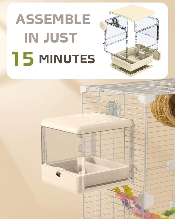 septillar Bird Feeder and Bath for Cage, Hanging Bird Bathtub Bath Shower Box - Image 6