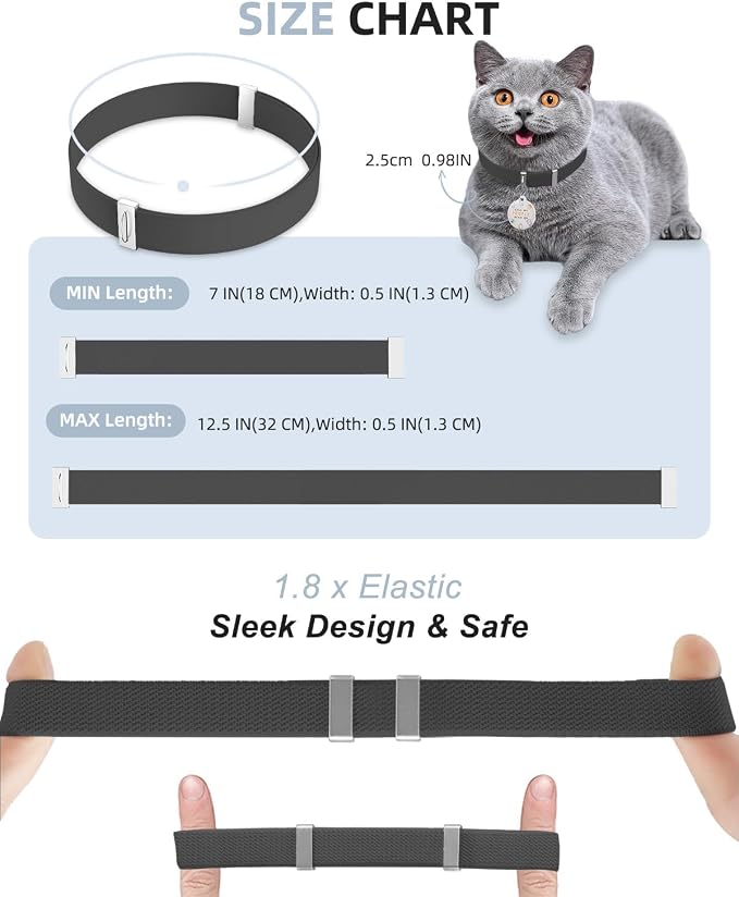 Cat Collar with Bell, Stretch Elastic Quick Release, Non Breakaway Lightweight - Image 4