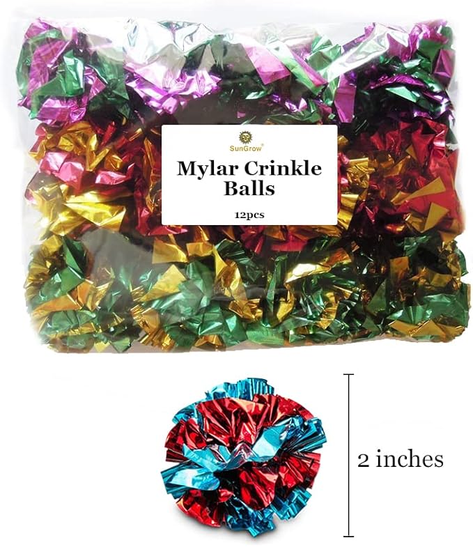 SunGrow 12 Pack Cat Crinkle Balls - Image 6